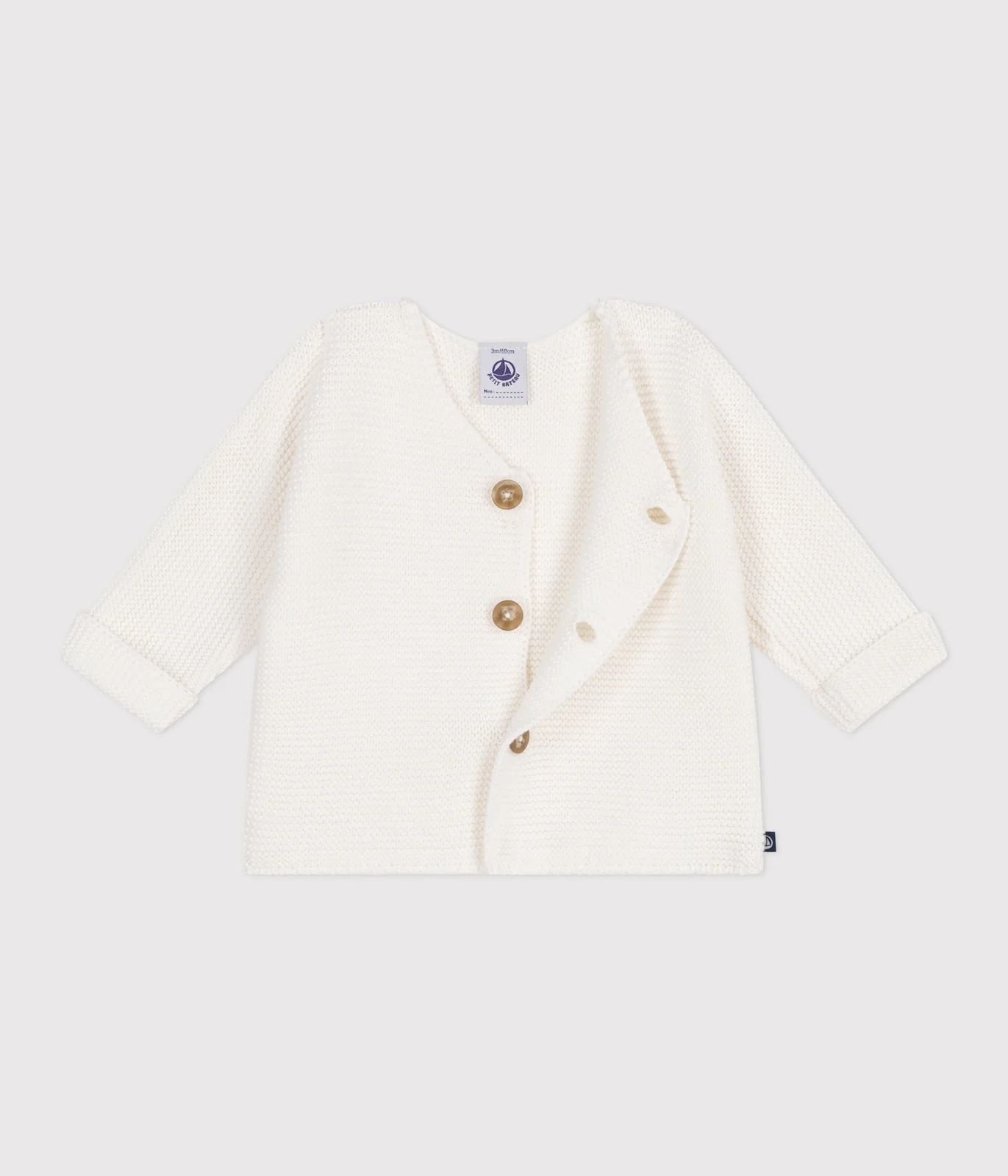 Babies' moss stitch cotton cardigan