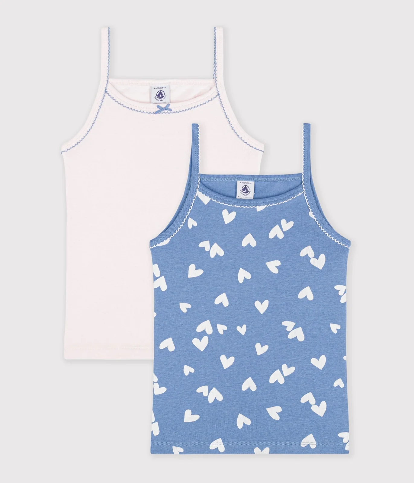 Pack of children's cotton tank tops with hearts
