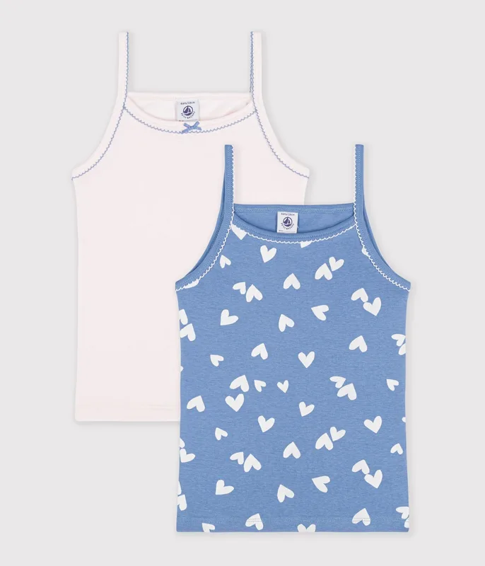 Pack of children's cotton tank tops with hearts