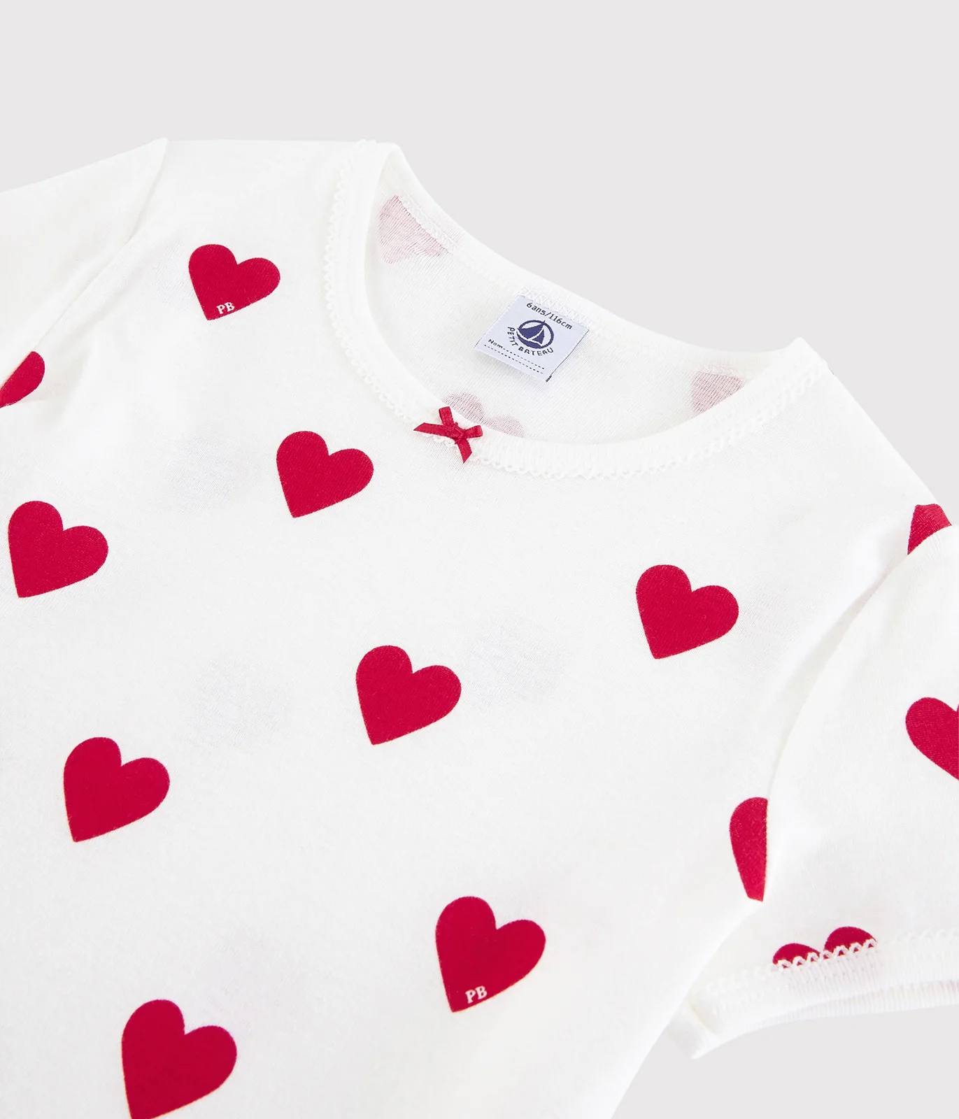 Girls' Heart Patterned Cotton Short Pyjamas