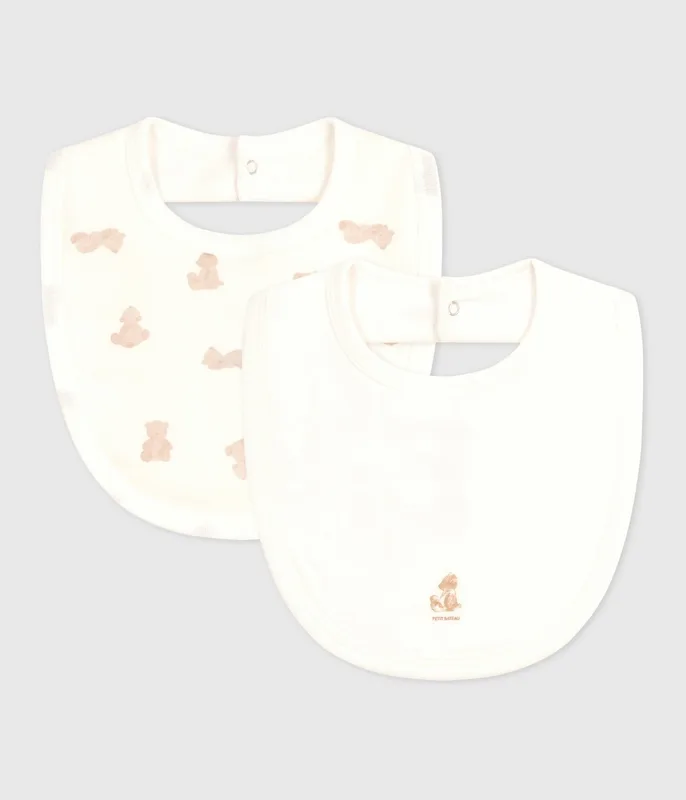 Pack of babies' bear-print cotton bibs