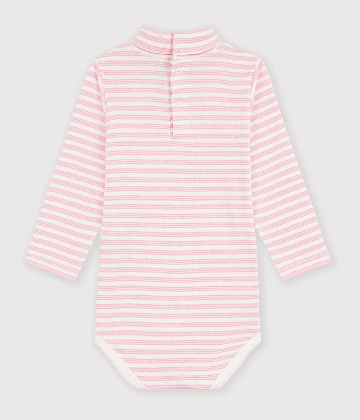 Babies' stripy cotton rollneck body