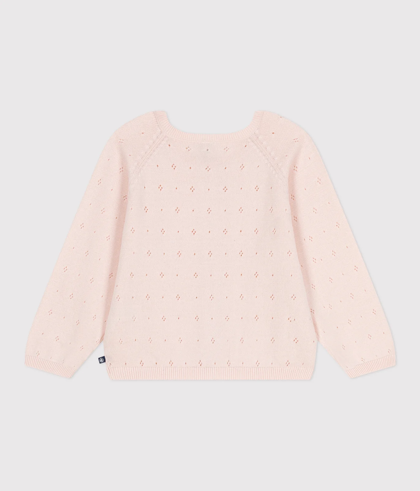 Children's cotton cardigan with a decorative stitch pattern