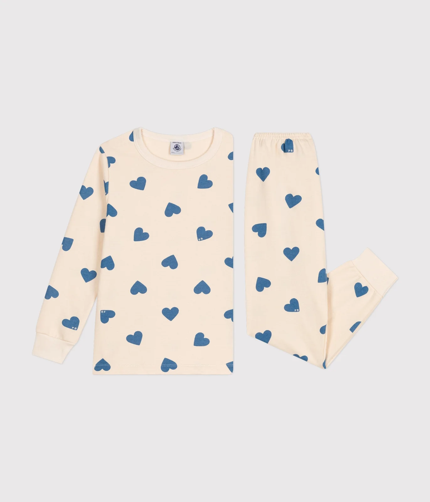 Children's pyjamas in heart print brushed fleece
