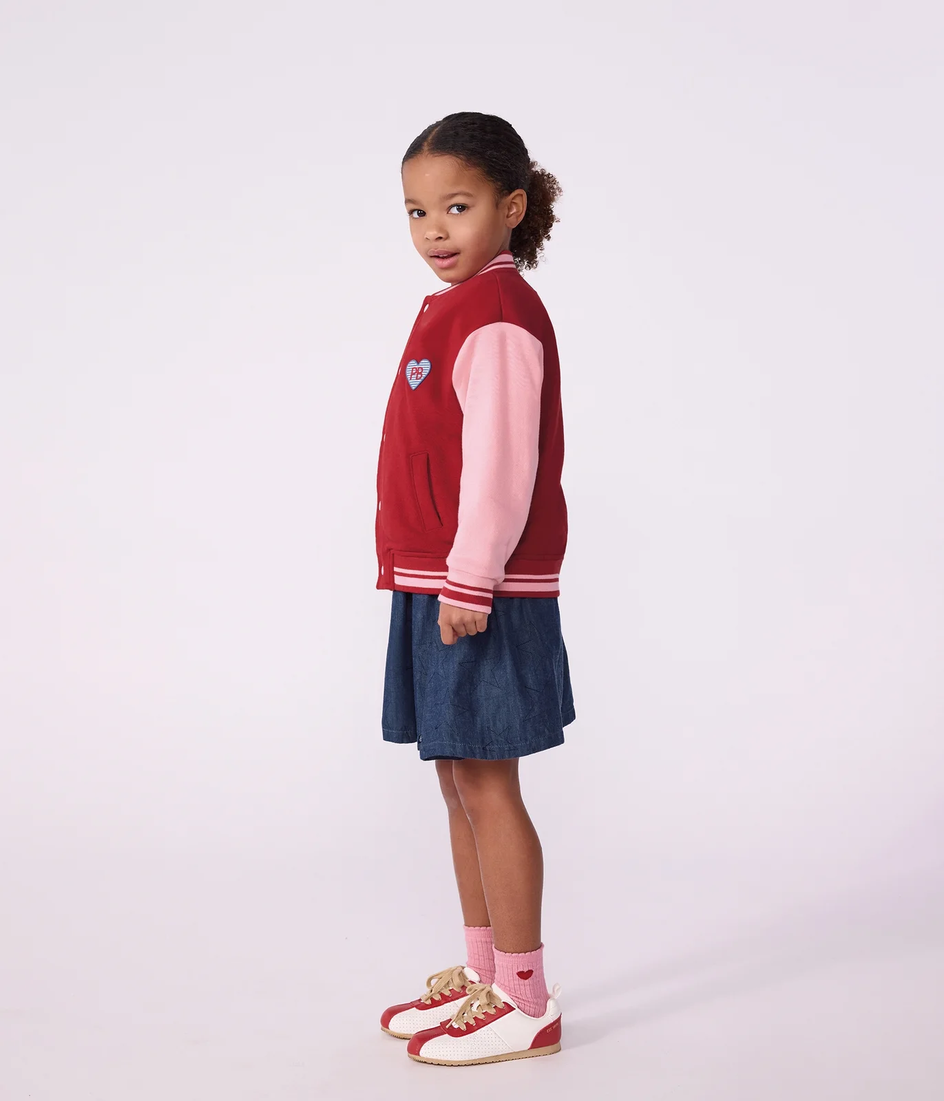 Children's varsity-style jacket in colourblock cotton
