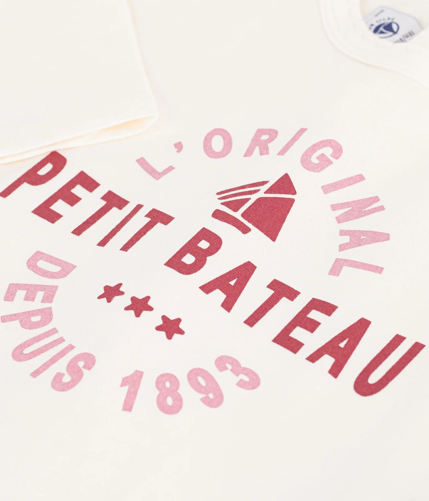 Babies' long-sleeved plain cotton T-shirt with a little motif