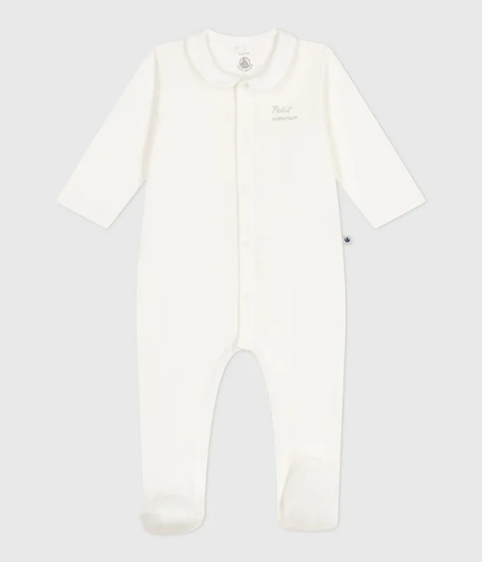 Babies' tube-knit pyjamas with a plain collar