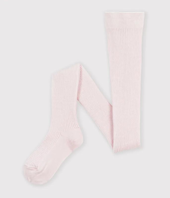 Children's plain wool and cotton tights