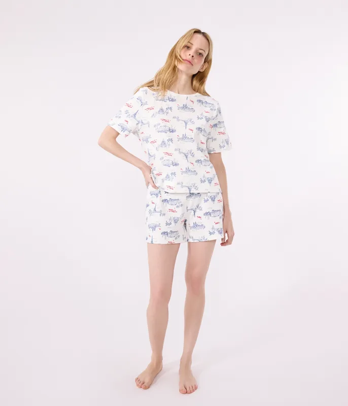Women's short Paris print cotton pyjamas