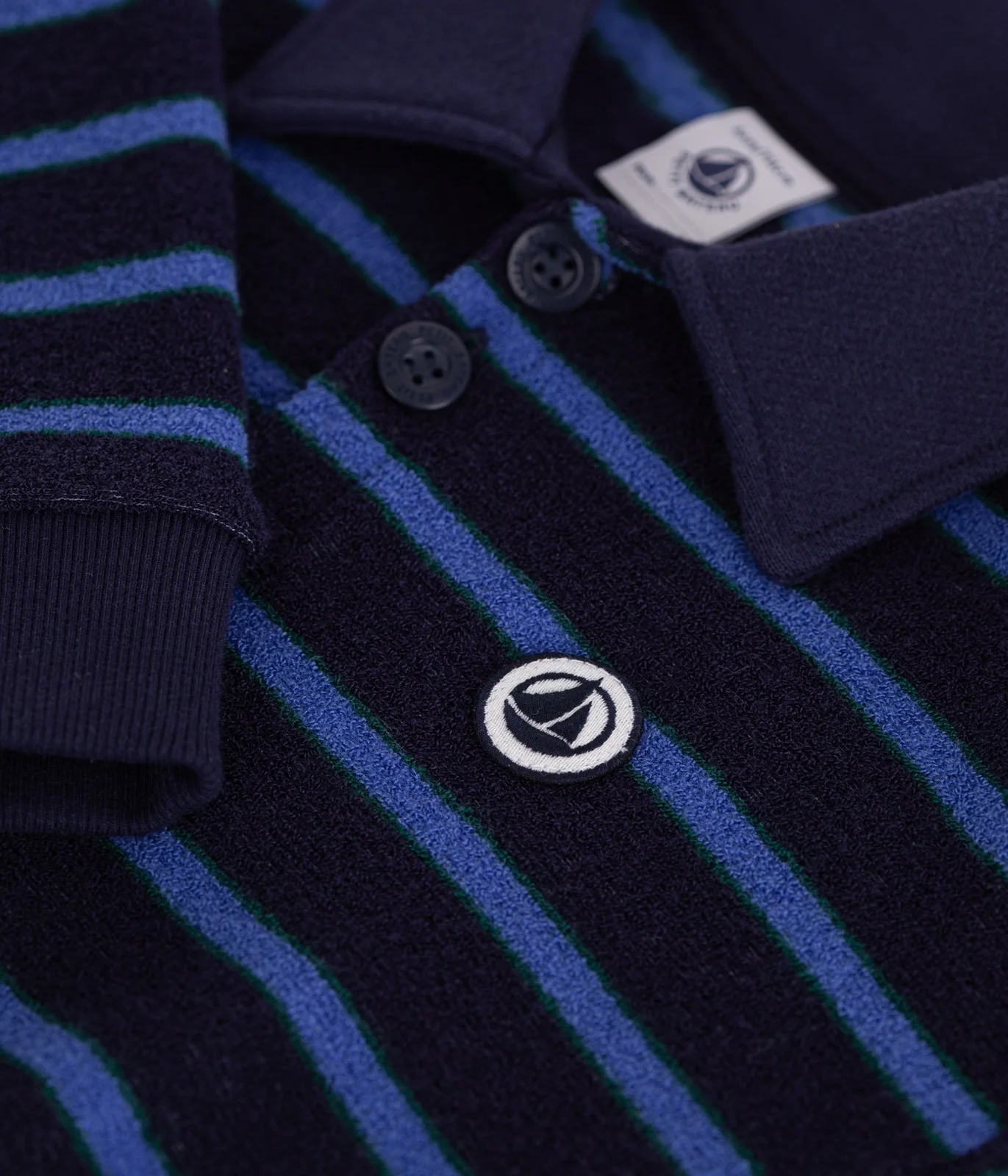 Children's stripy cotton polo neck sweatshirt