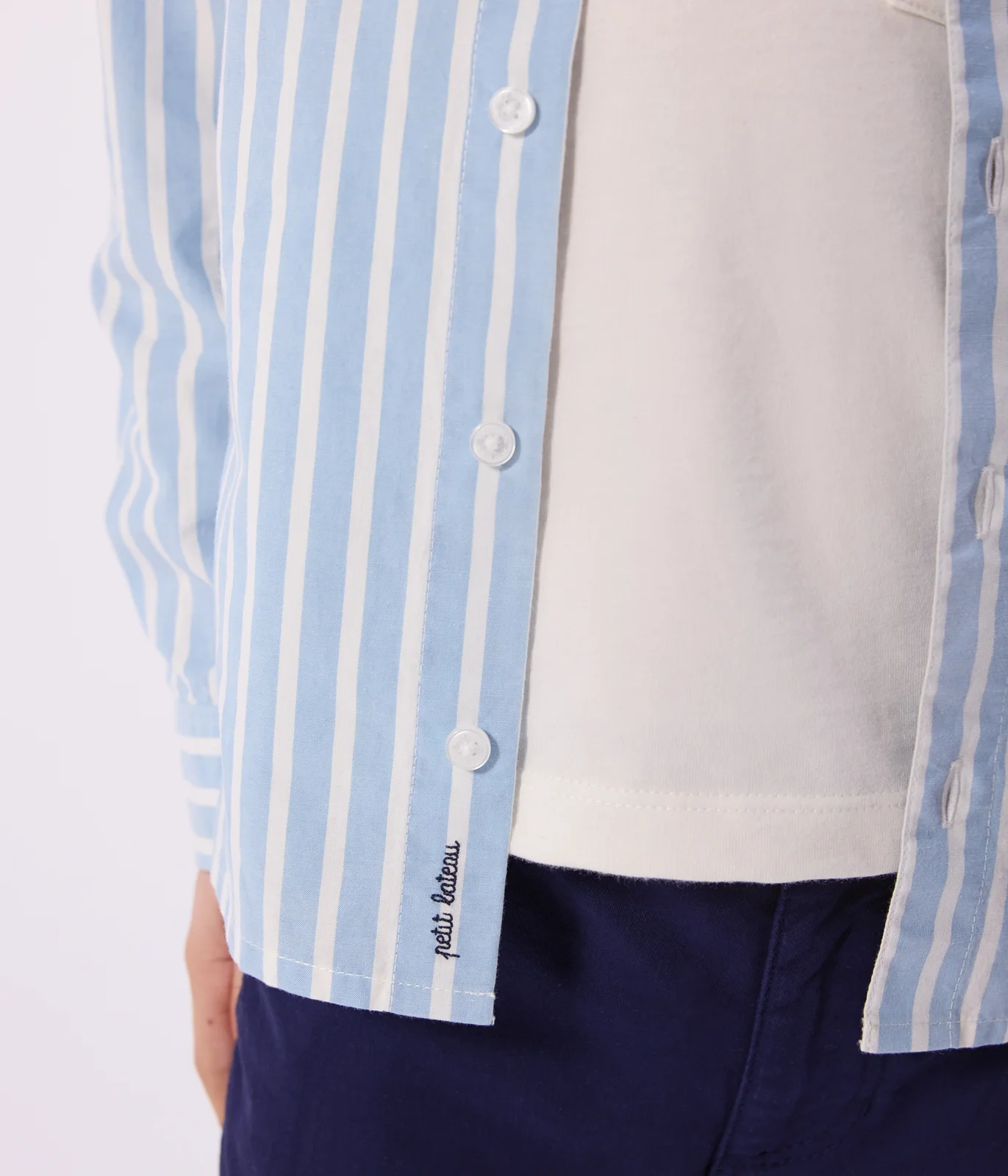 Children's long-sleeved stripy cotton shirt