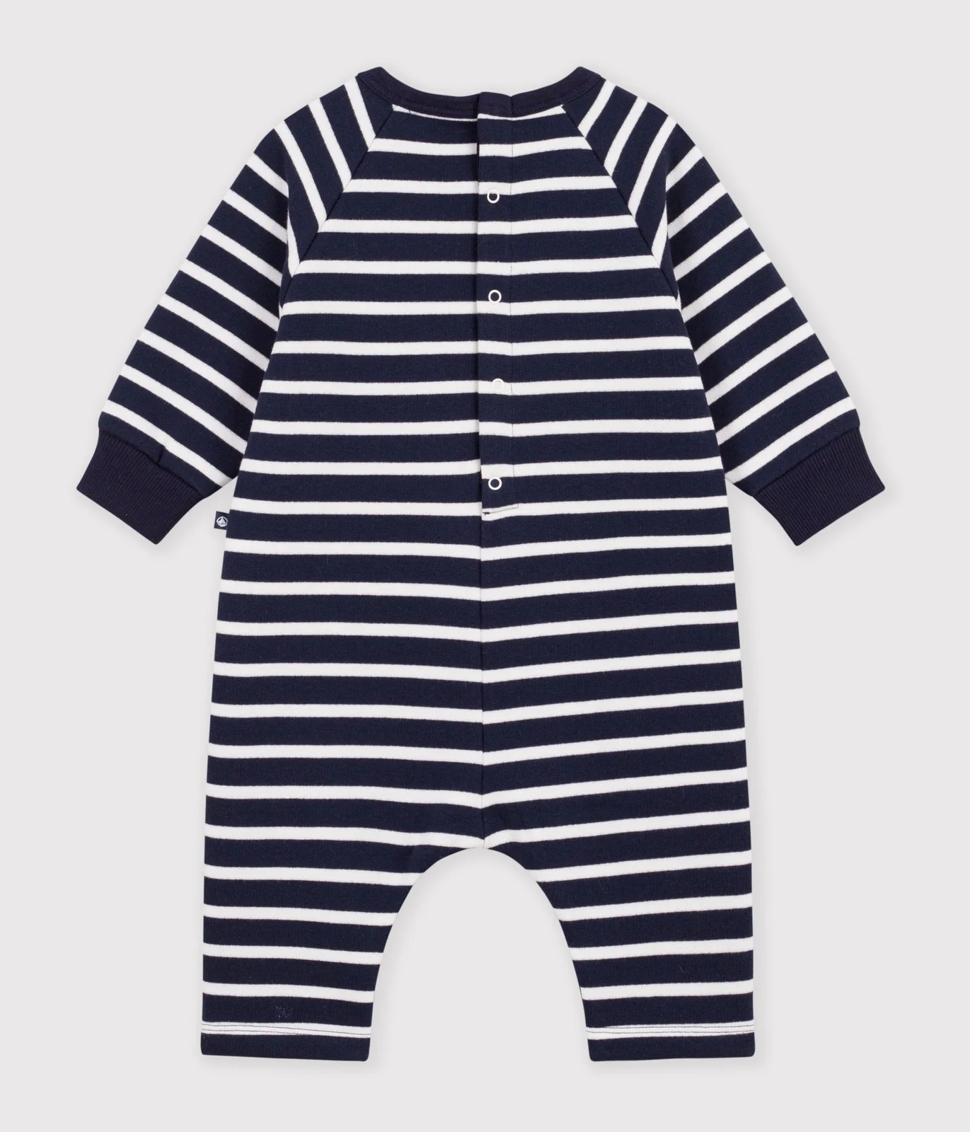 Babies' long stripy cotton jumpsuit