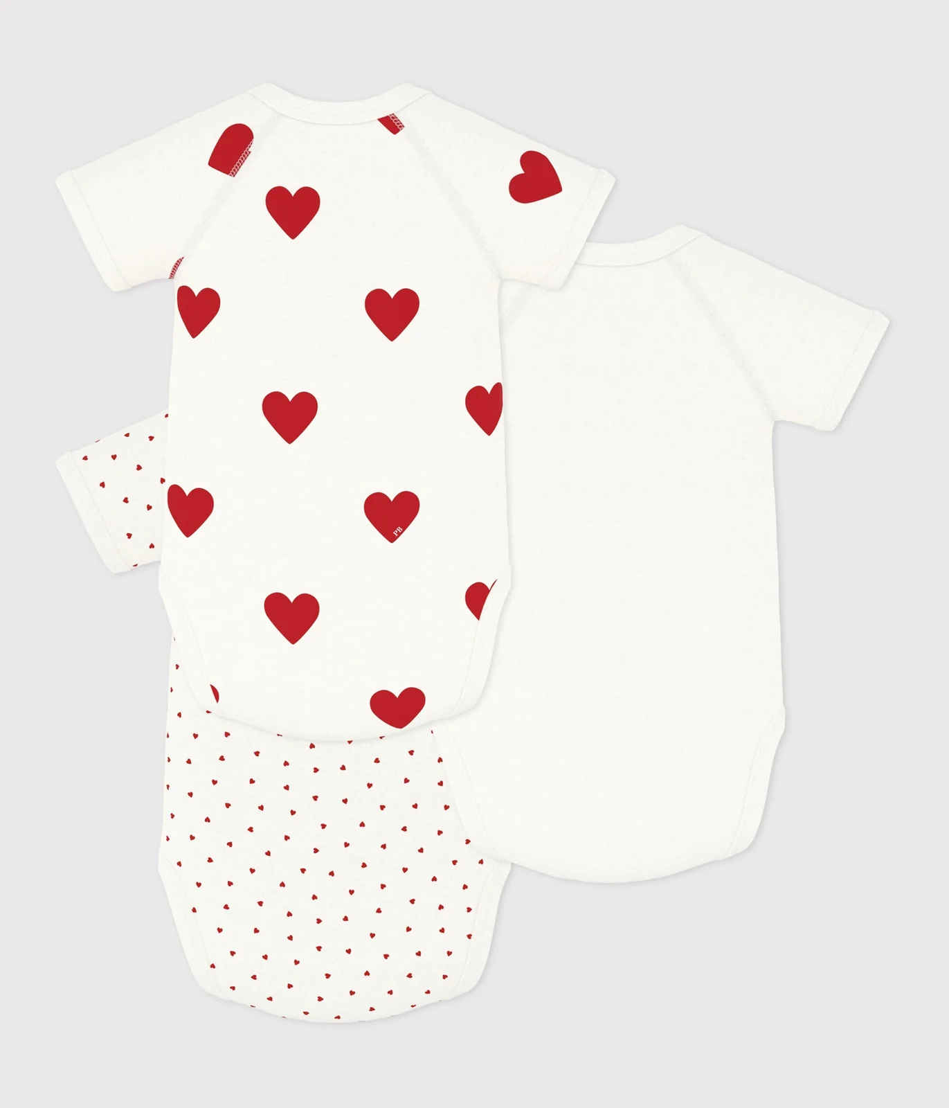 Babies' heart patterned short-sleeved wrapover cotton bodysuits - 3-Pack