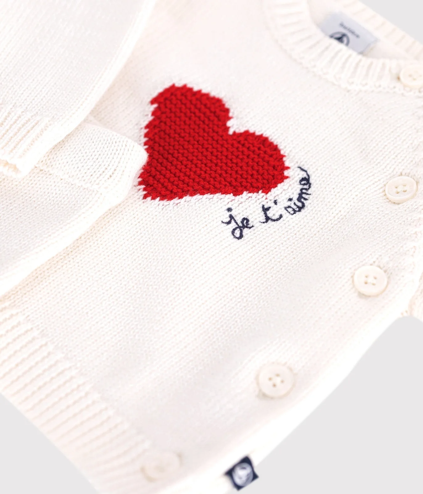 Jacquard heart-patterned knitted outfit for babies