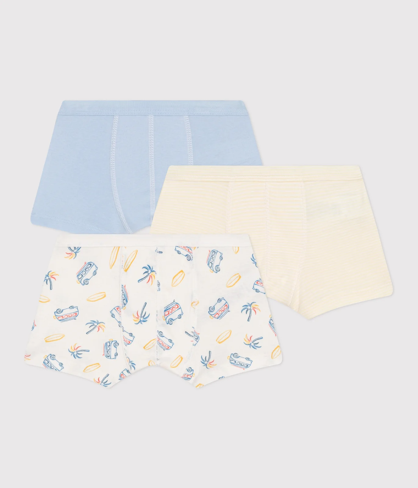 Children's van print cotton boxers with thin waistbands - 3-Pack