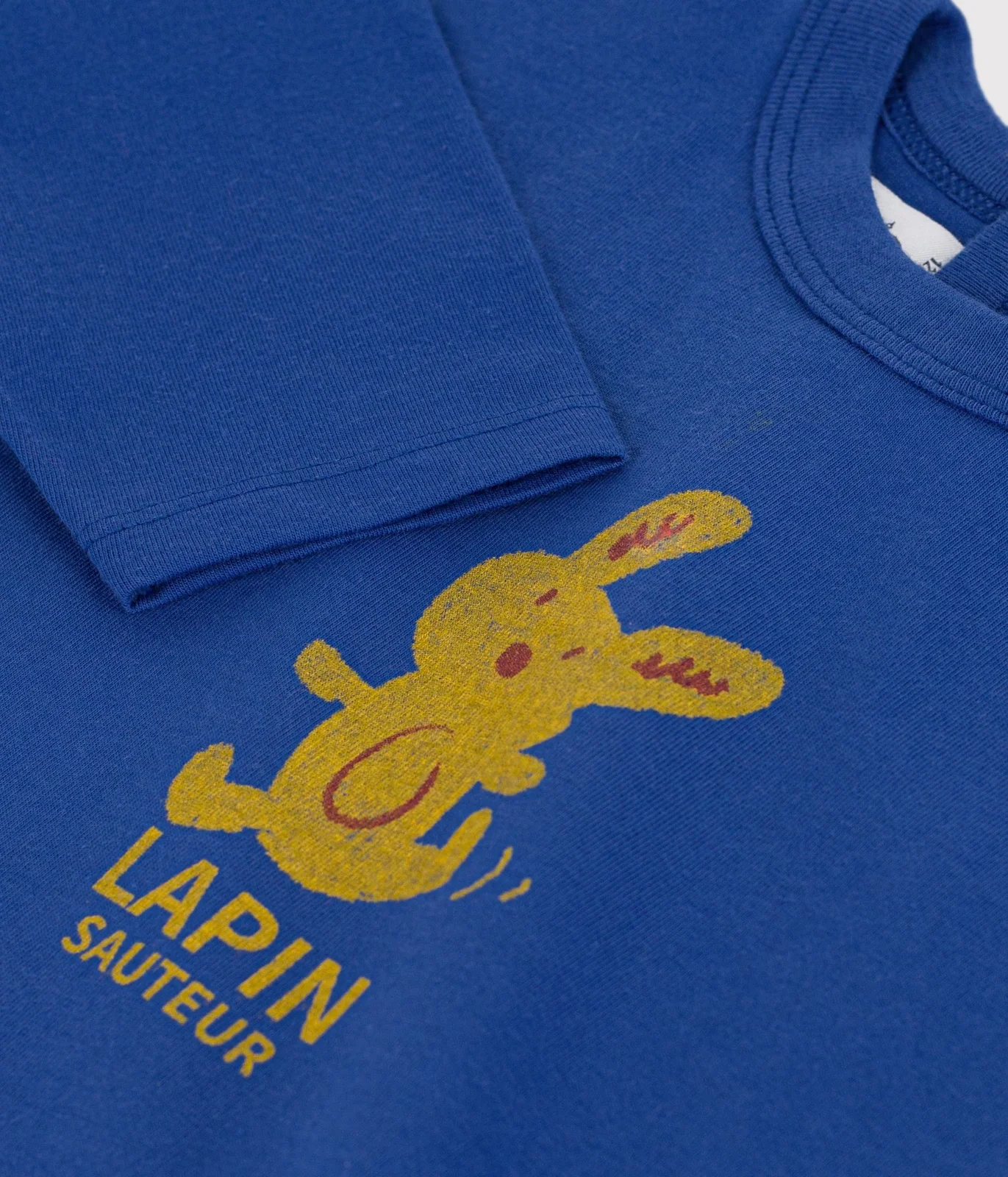 Babies' long-sleeved plain cotton T-shirt with a motif