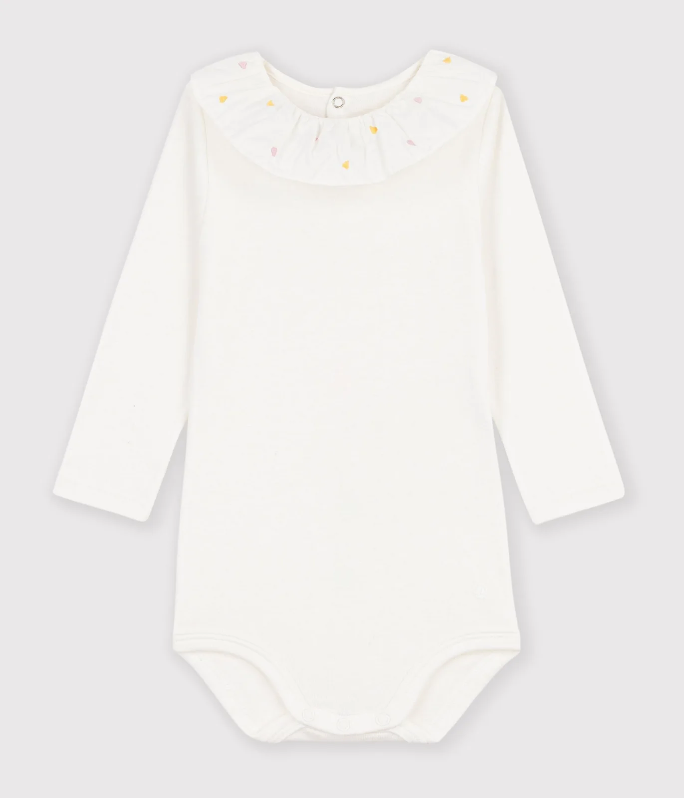 Babies' plain cotton body with an embroidered collar