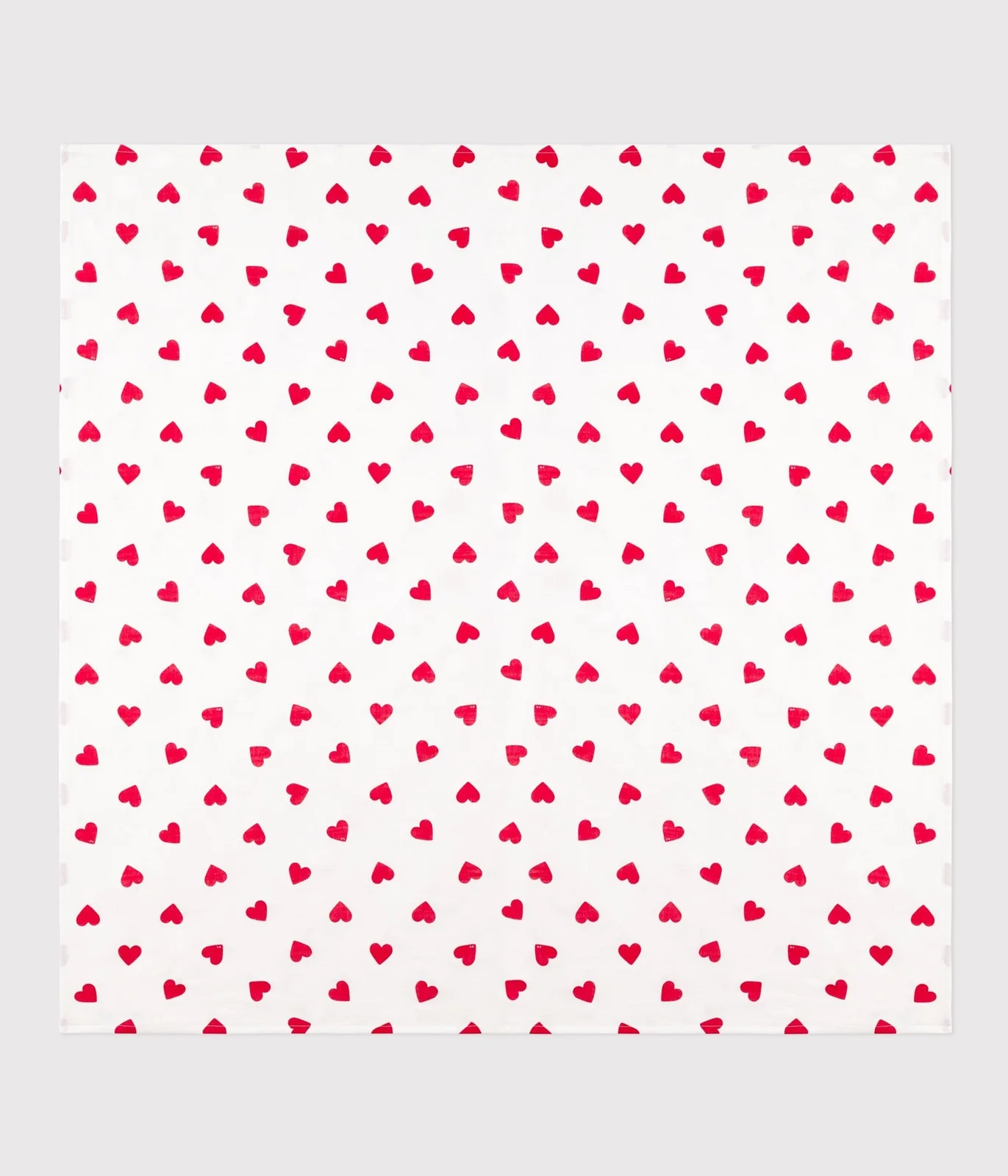 Red heart print cotton muslin for babies