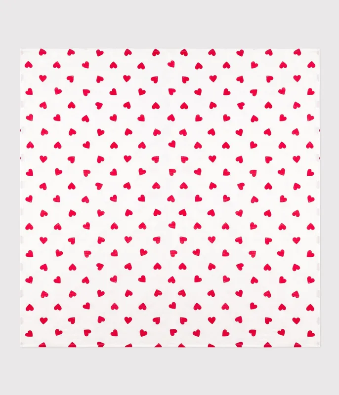 Red heart print cotton muslin for babies