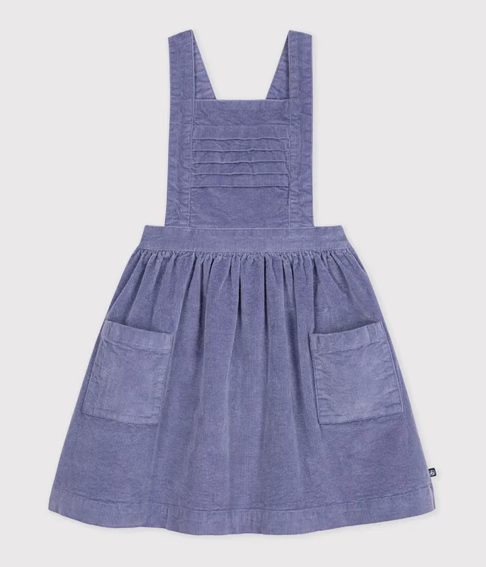 Children's plain corduroy dungaree dress
