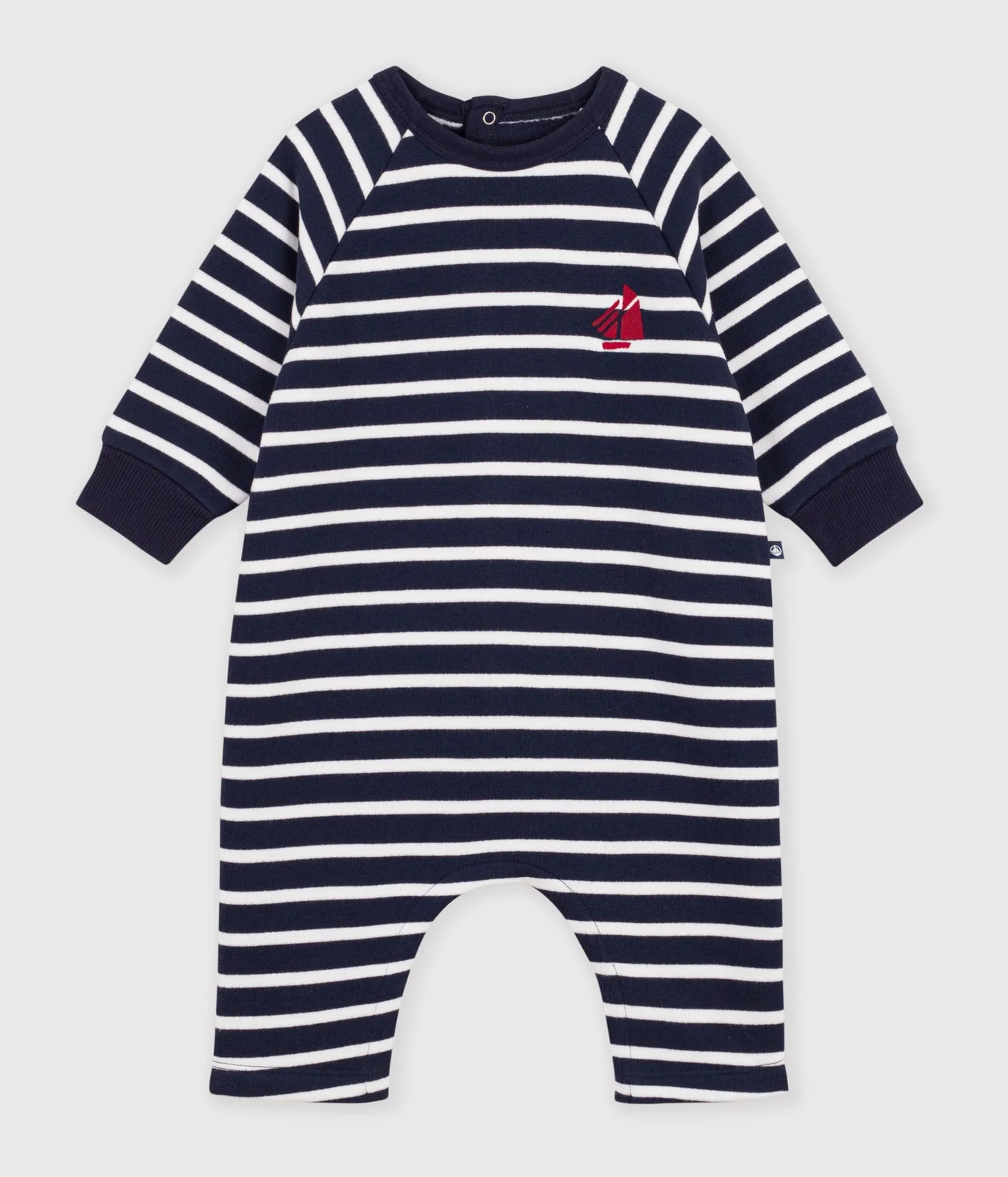 Babies' long stripy cotton jumpsuit