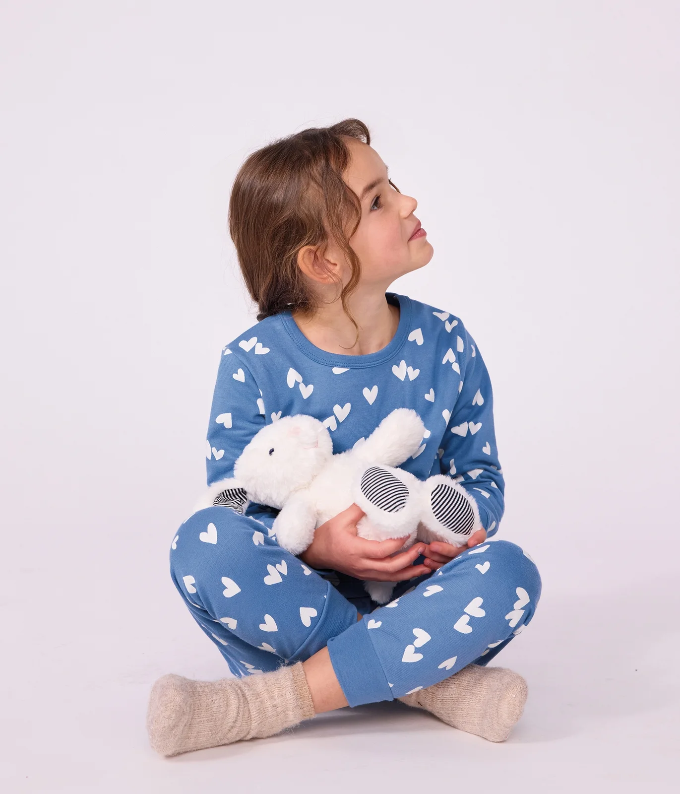 Children's fleece pyjamas with hearts