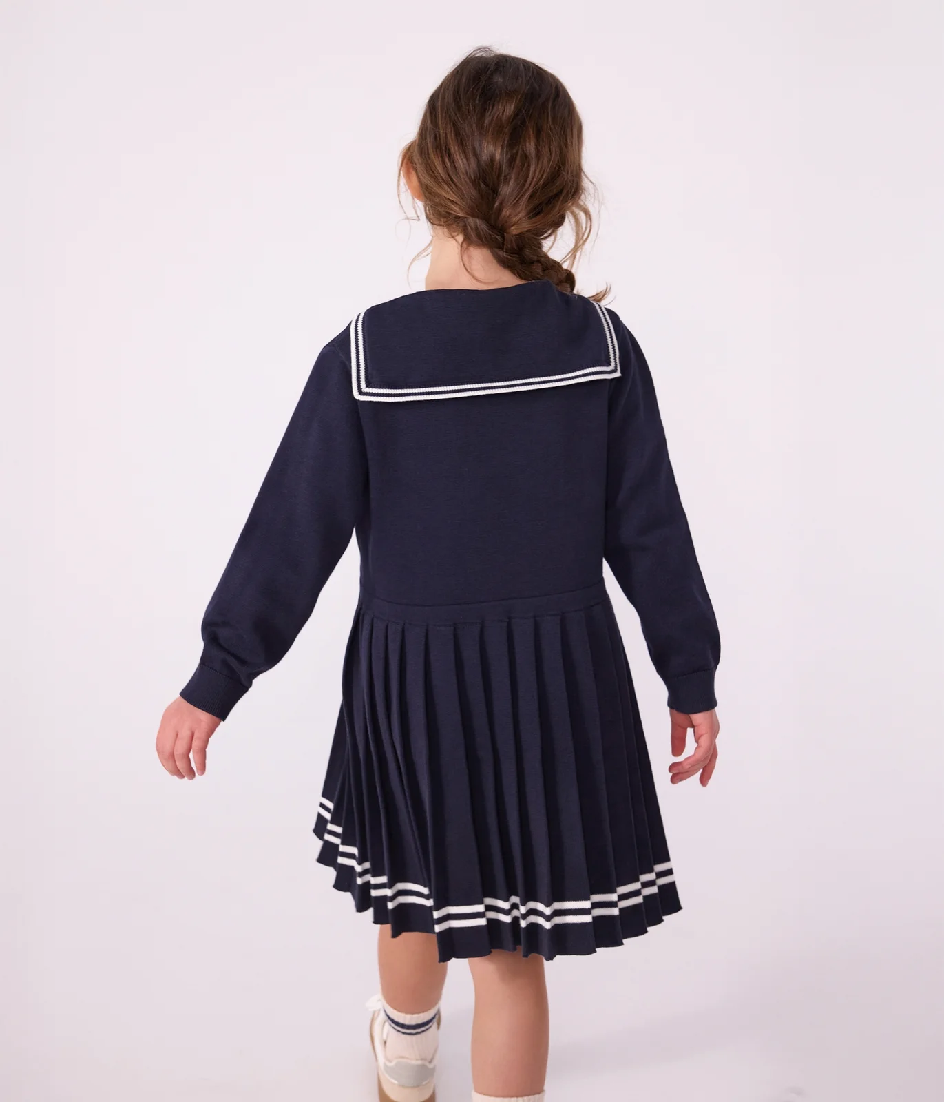 Children's long-sleeved plain cotton dress