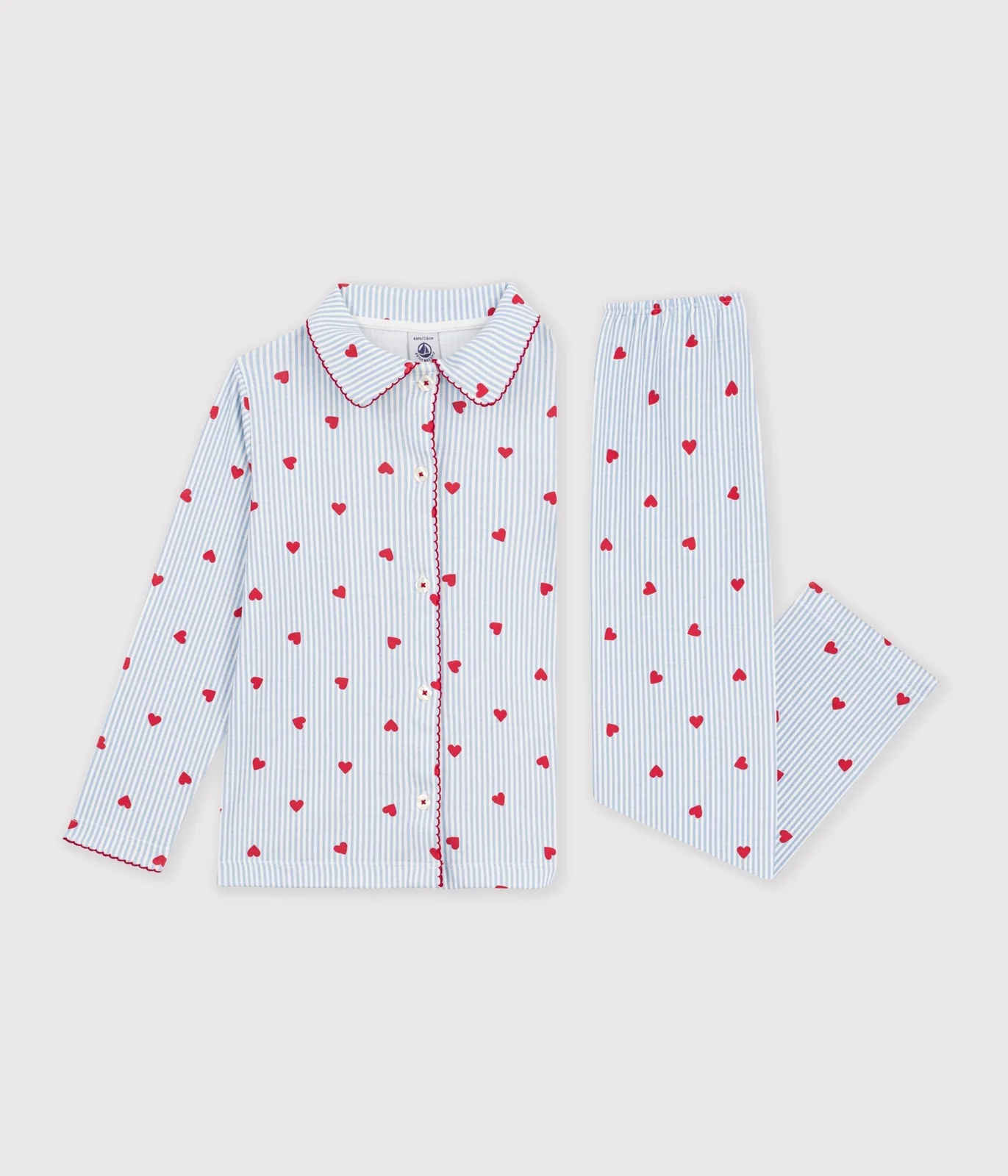 Children's buttoned heart pattern cotton pyjamas