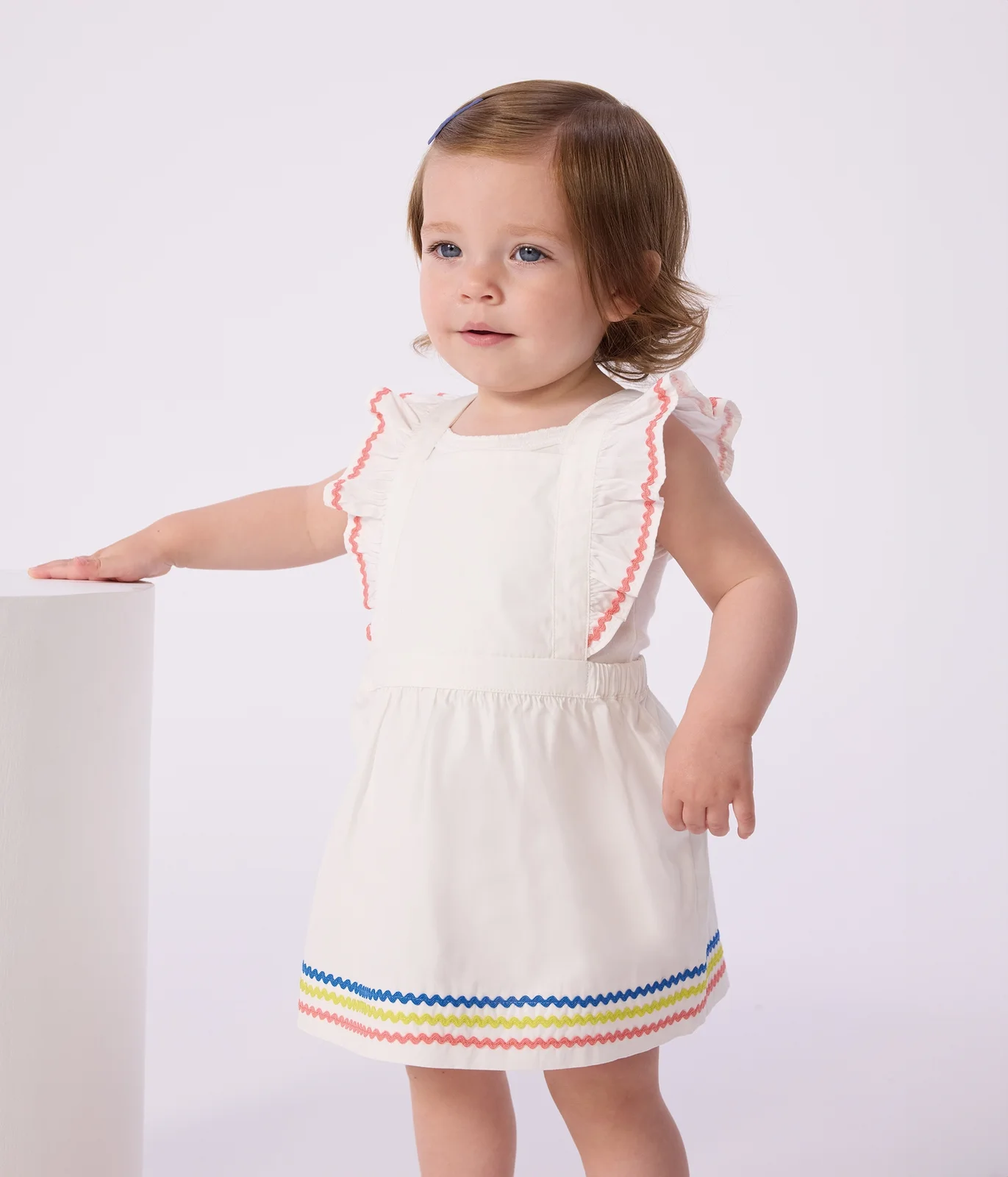 Babies' plain cotton dungarees