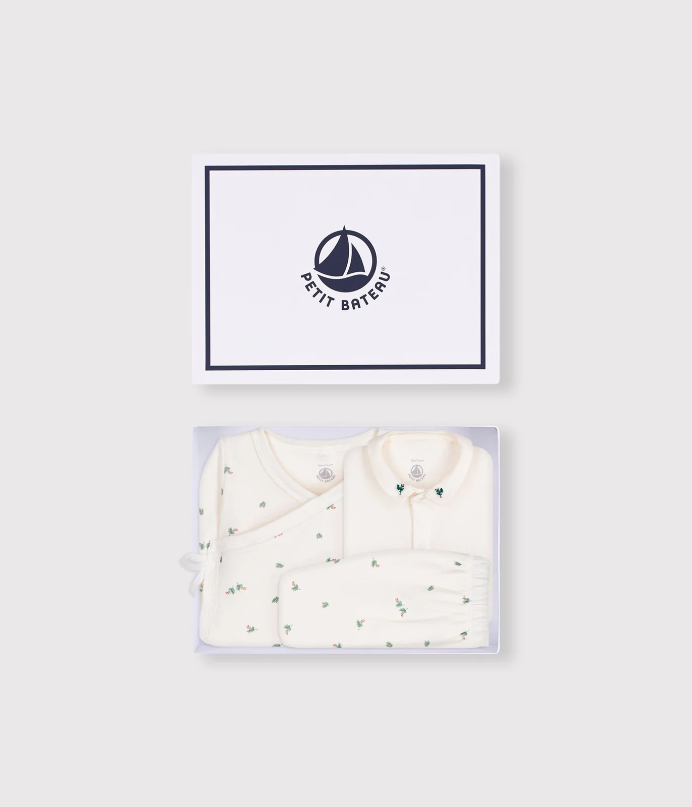 Babies' floral-print cotton set in a gift box