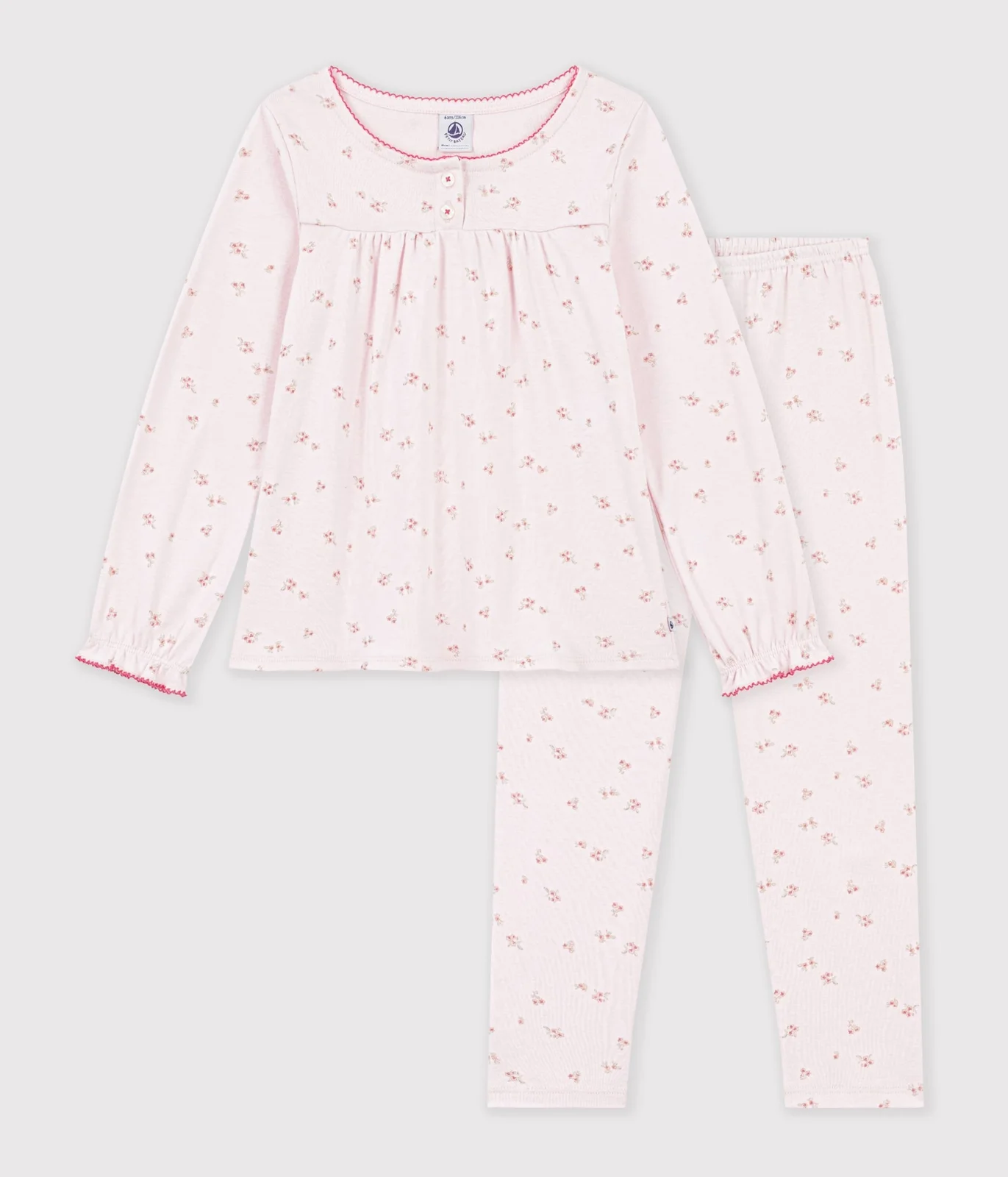Children's cotton pyjamas with floral ruffles