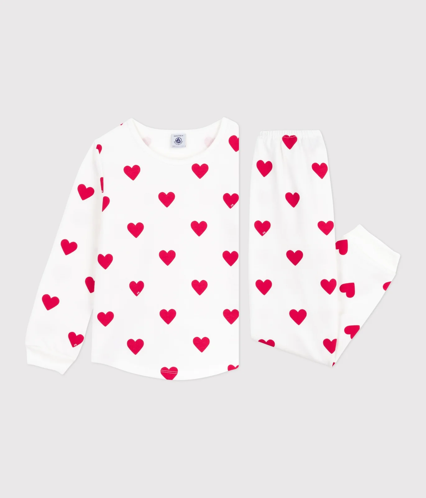 Children's pyjamas in heart-printed fleece