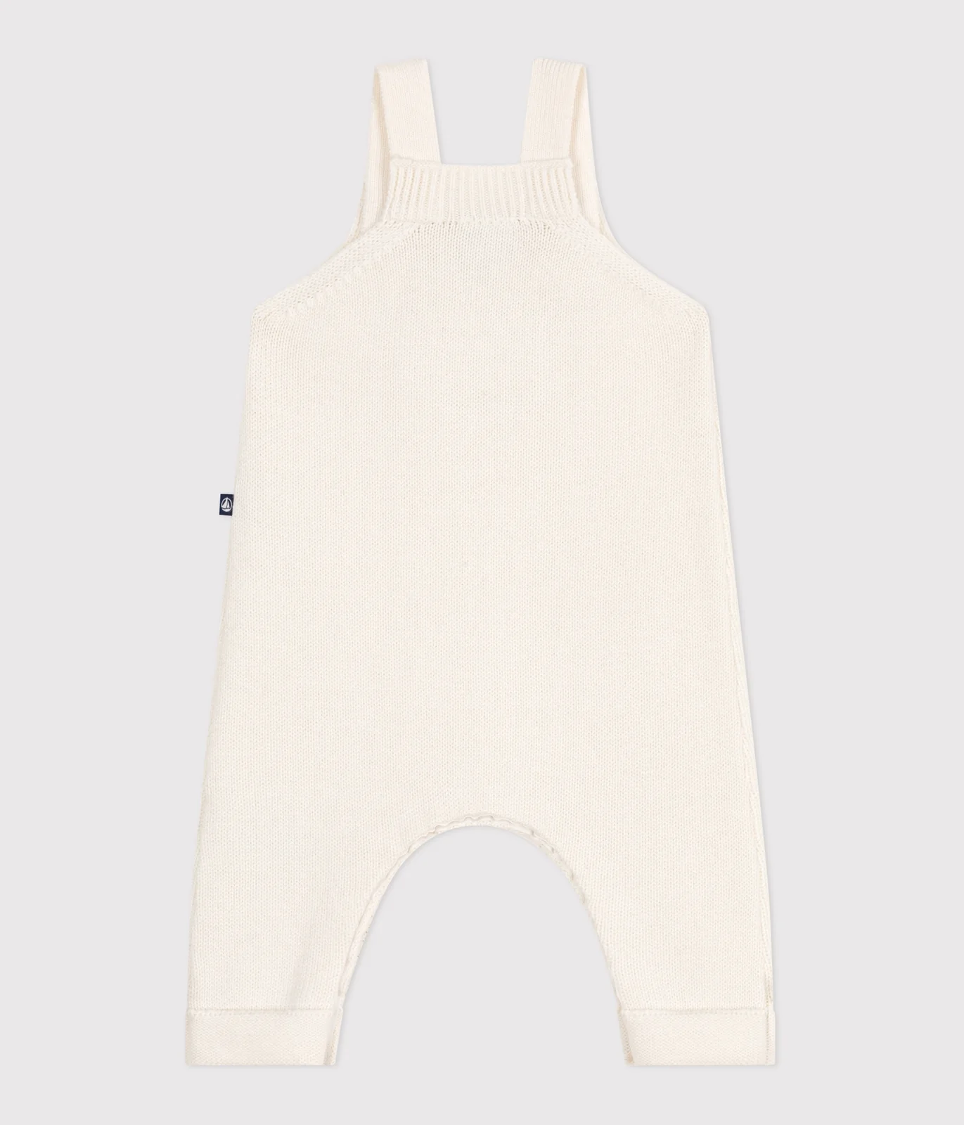 Babies' plain dungarees knitted in wool and cotton