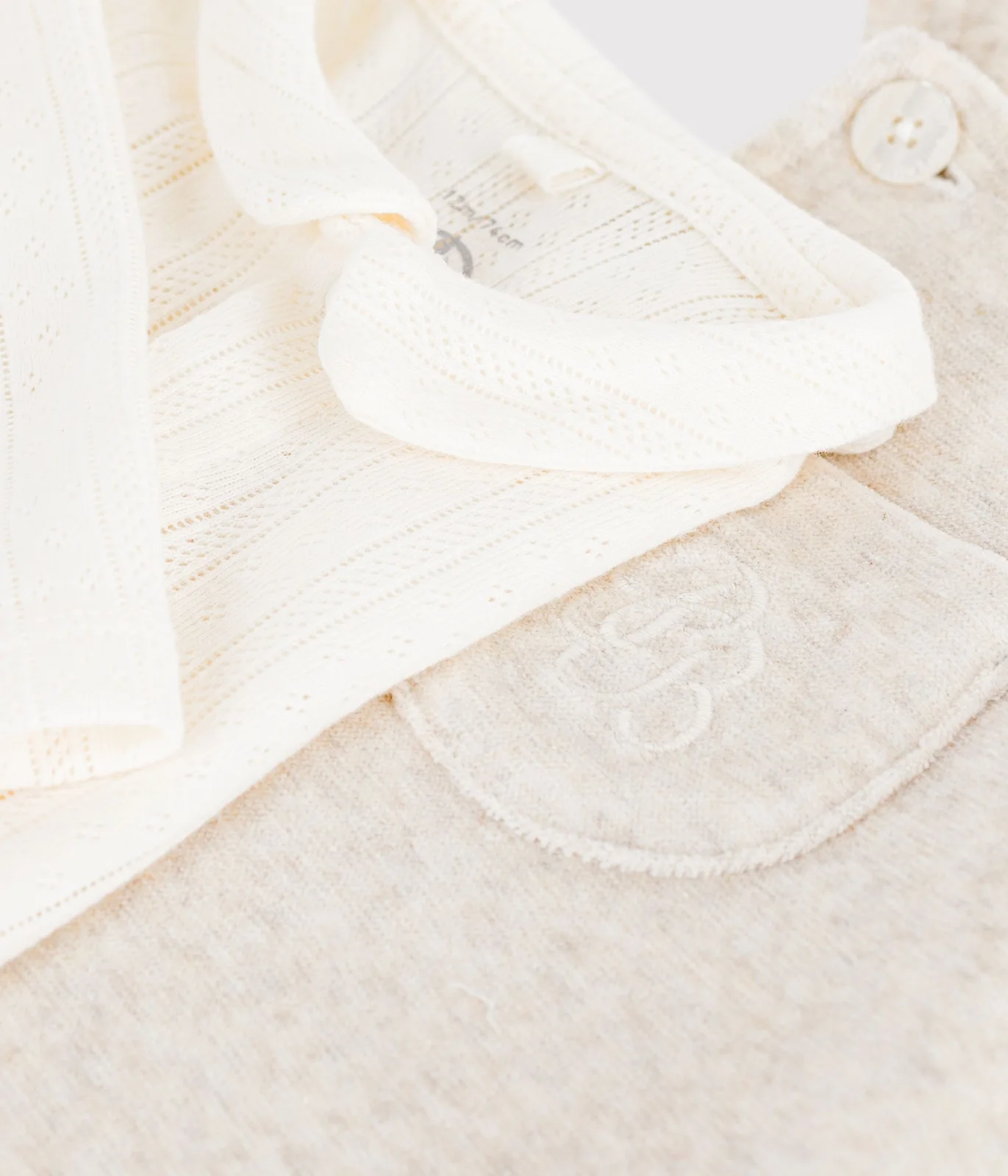 Babies' plain dungarees and body set in cotton with a collar