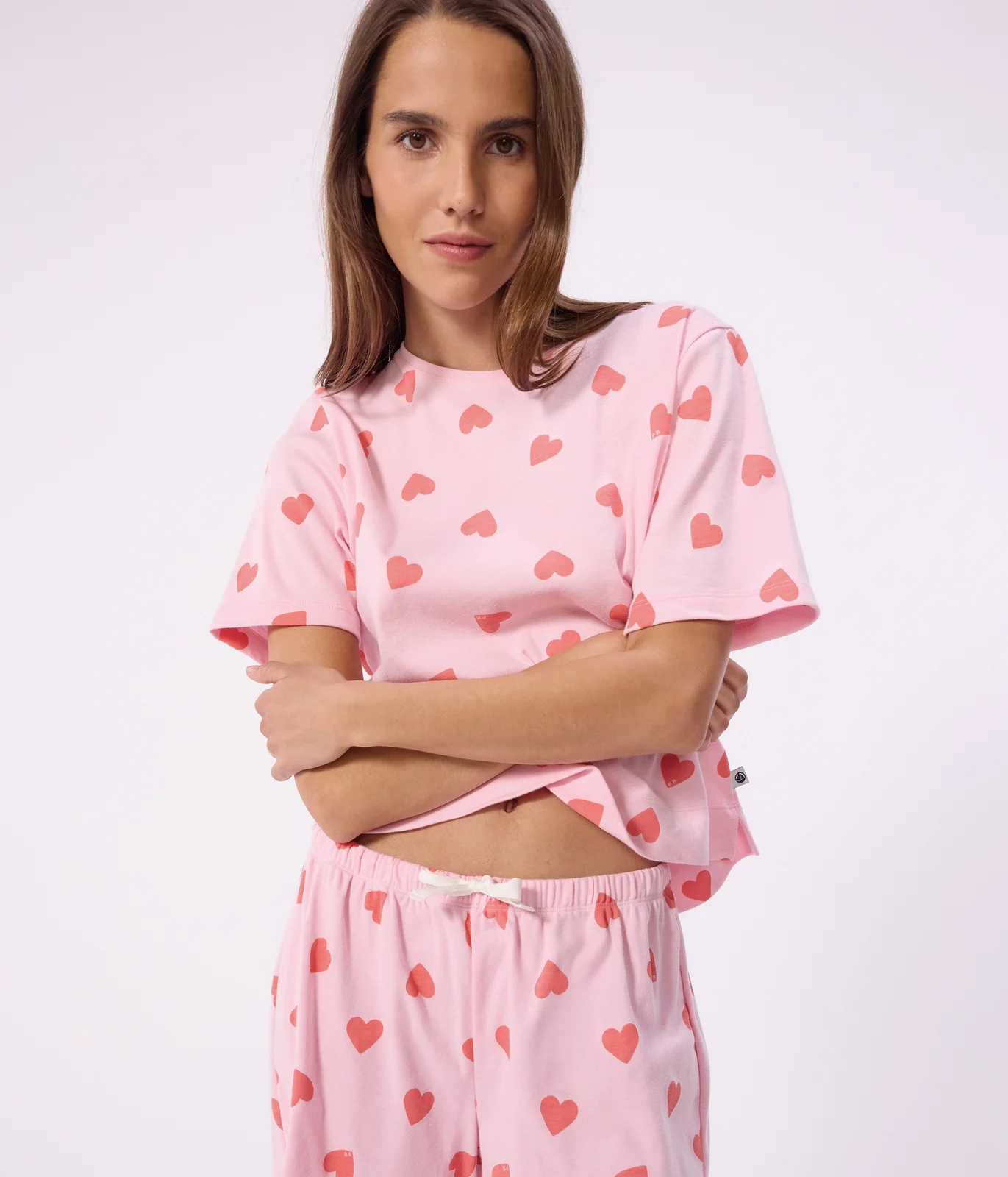 Women's short heart print cotton pyjamas