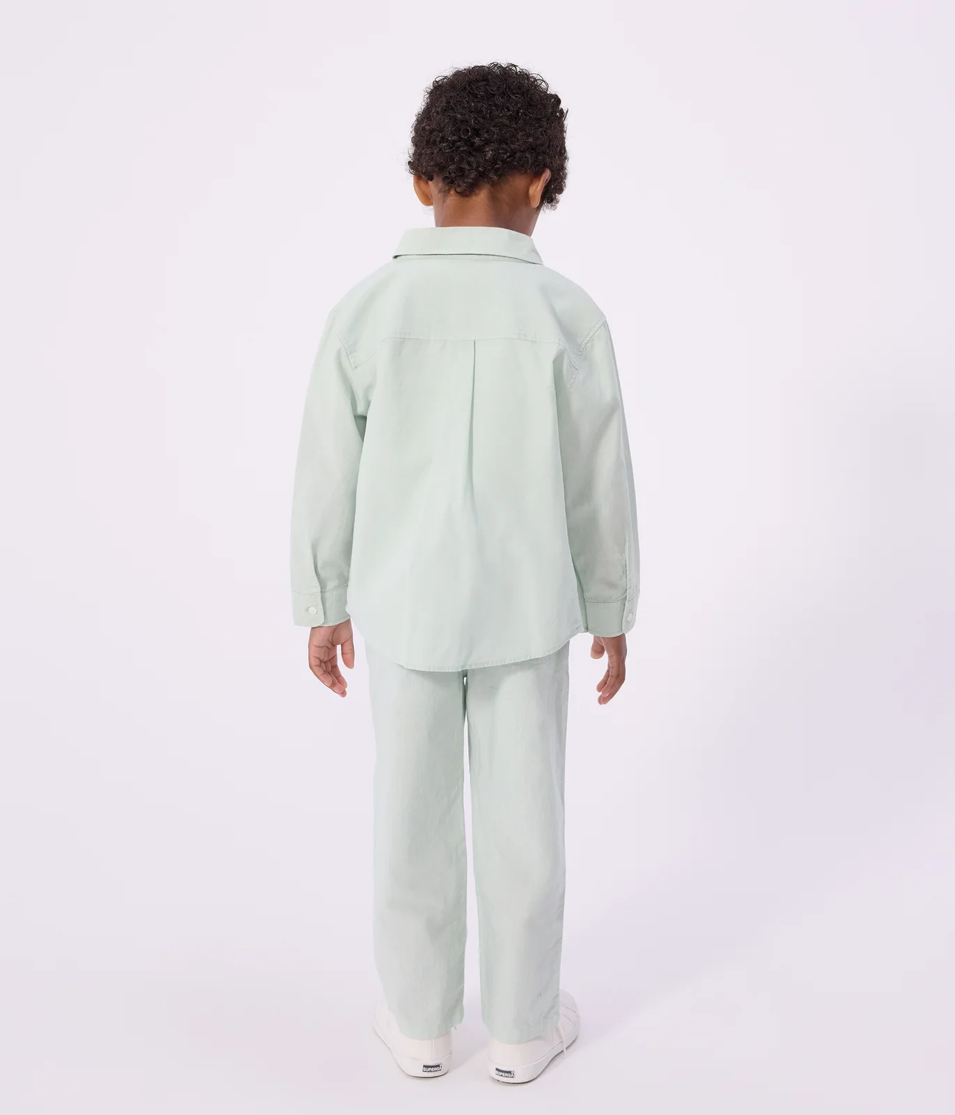 Children's long-sleeved plain cotton shirt