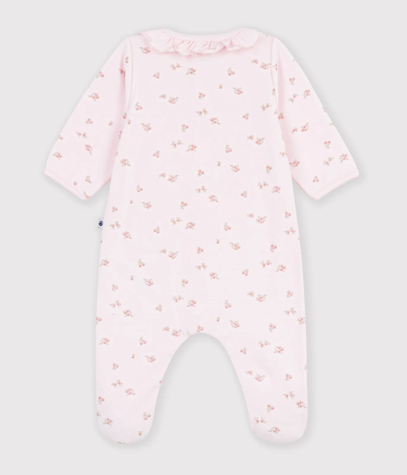 Babies' velour pyjama suit with a collar and floral print