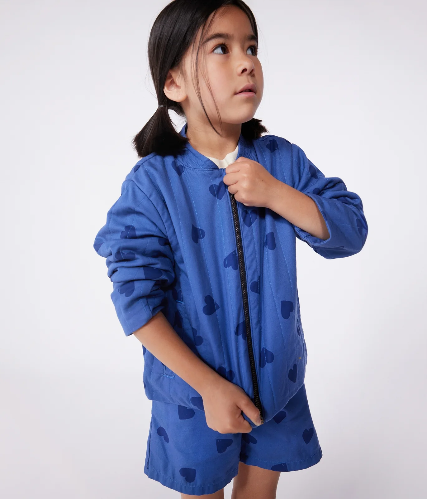 Children's heart-patterned cotton jacket