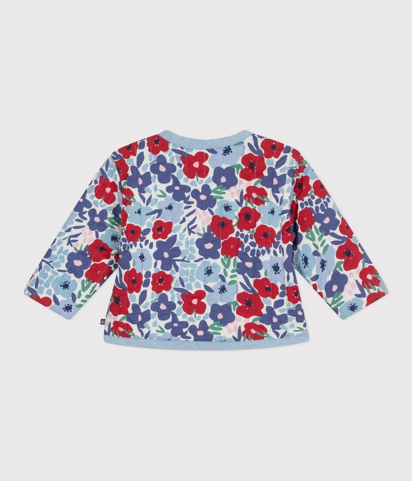 Babies' quilted cotton jacket, printed with flowers