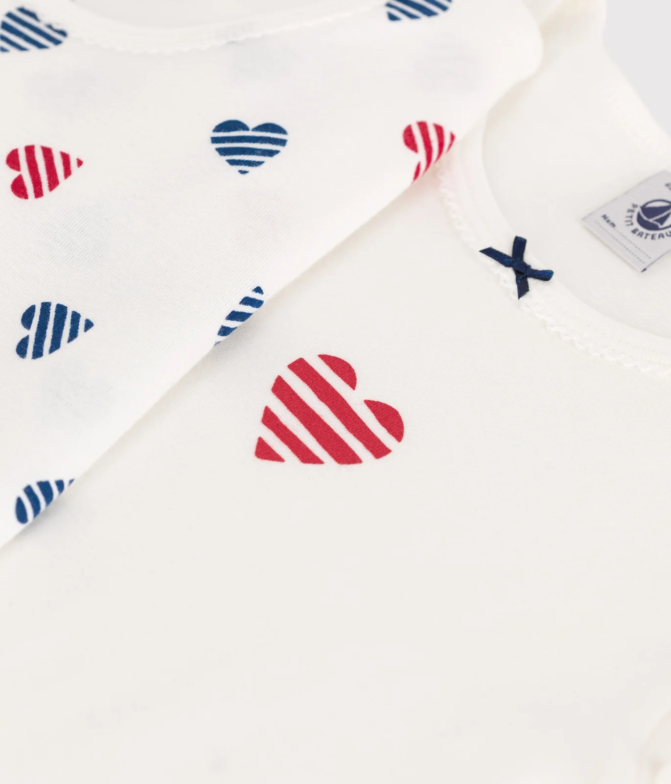 Children's short-sleeved heart pattern cotton T-shirts - 2-pack
