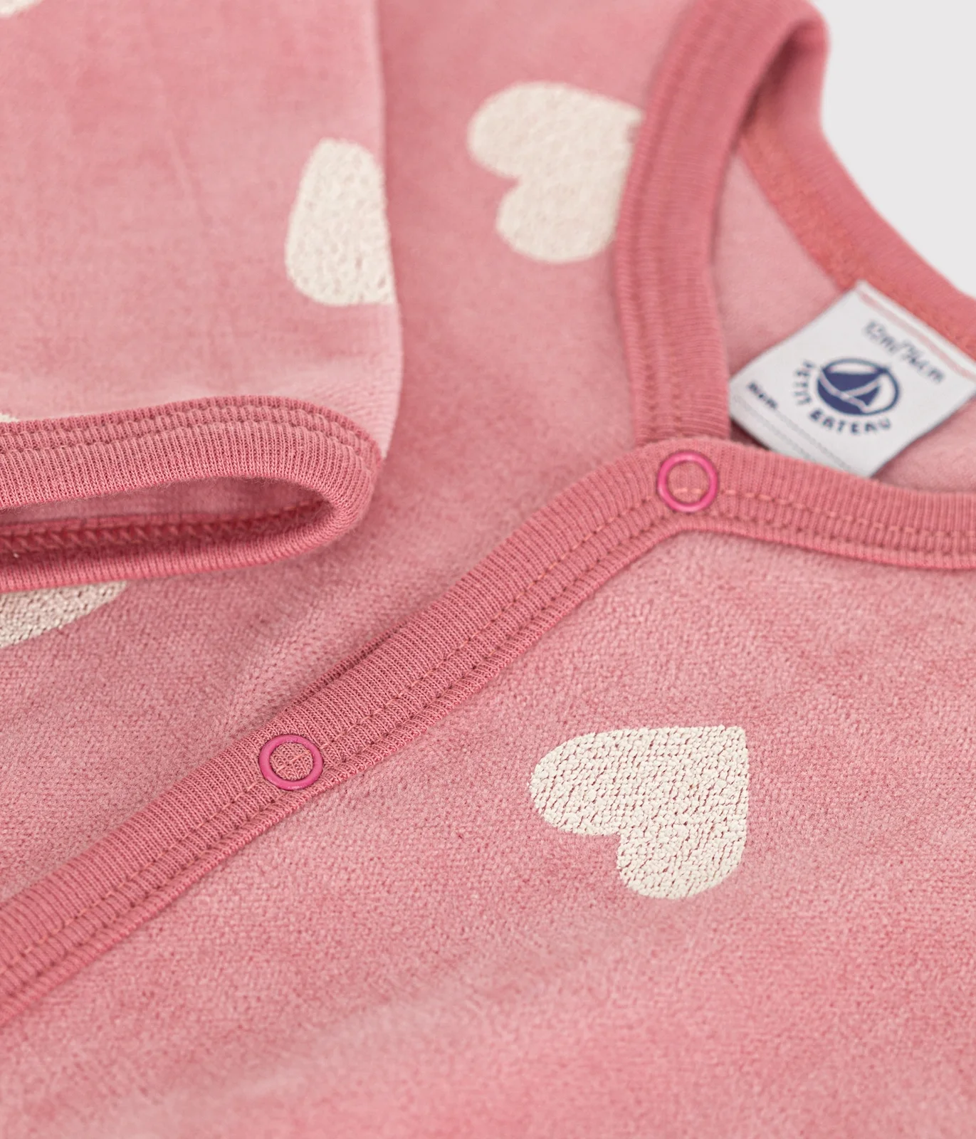 Babies' heart pattern velour pyjamas