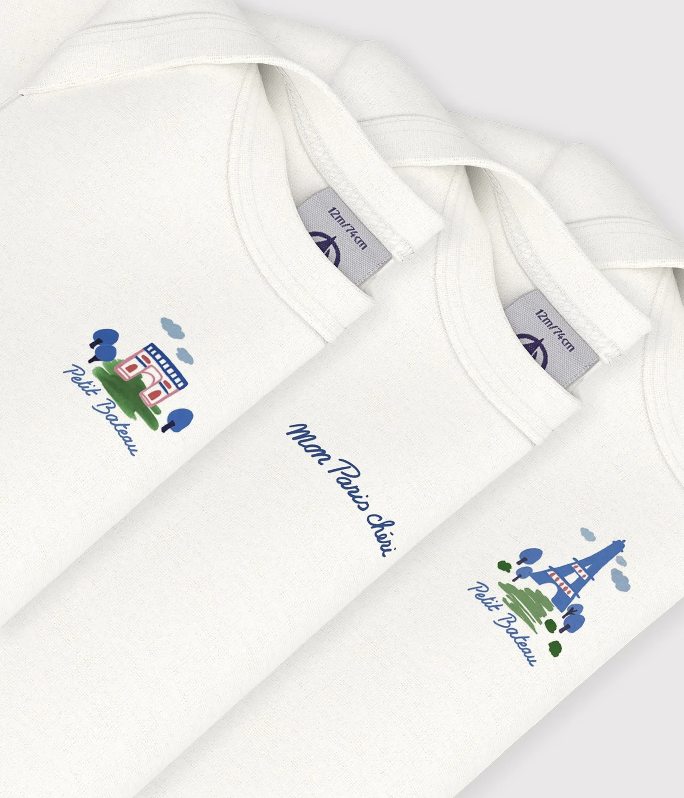 Pack of short-sleeved plain cotton bodies for babies