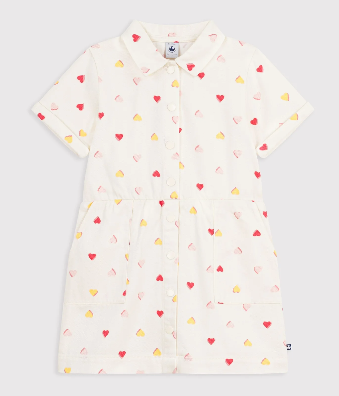 Children's short-sleeved cotton dress printed with hearts