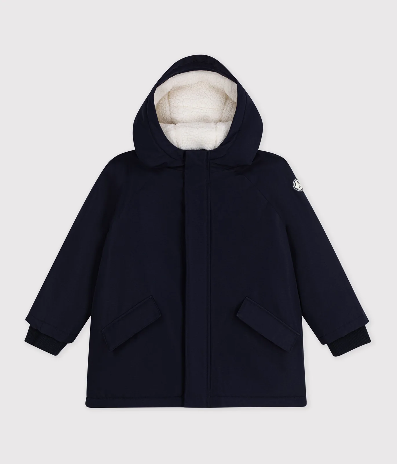 Children's plain mid-length parka