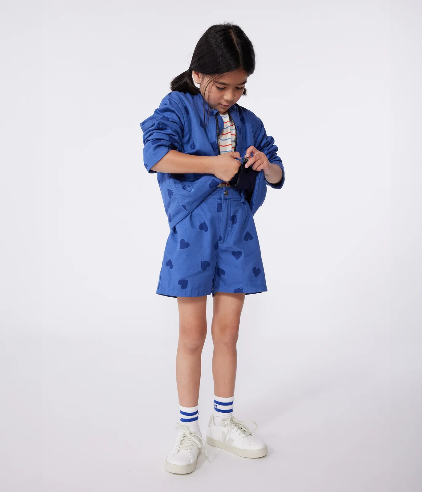 Children's heart-patterned cotton jacket