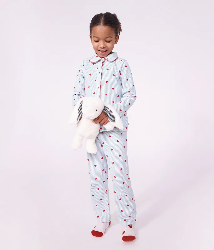Children's buttoned heart pattern cotton pyjamas
