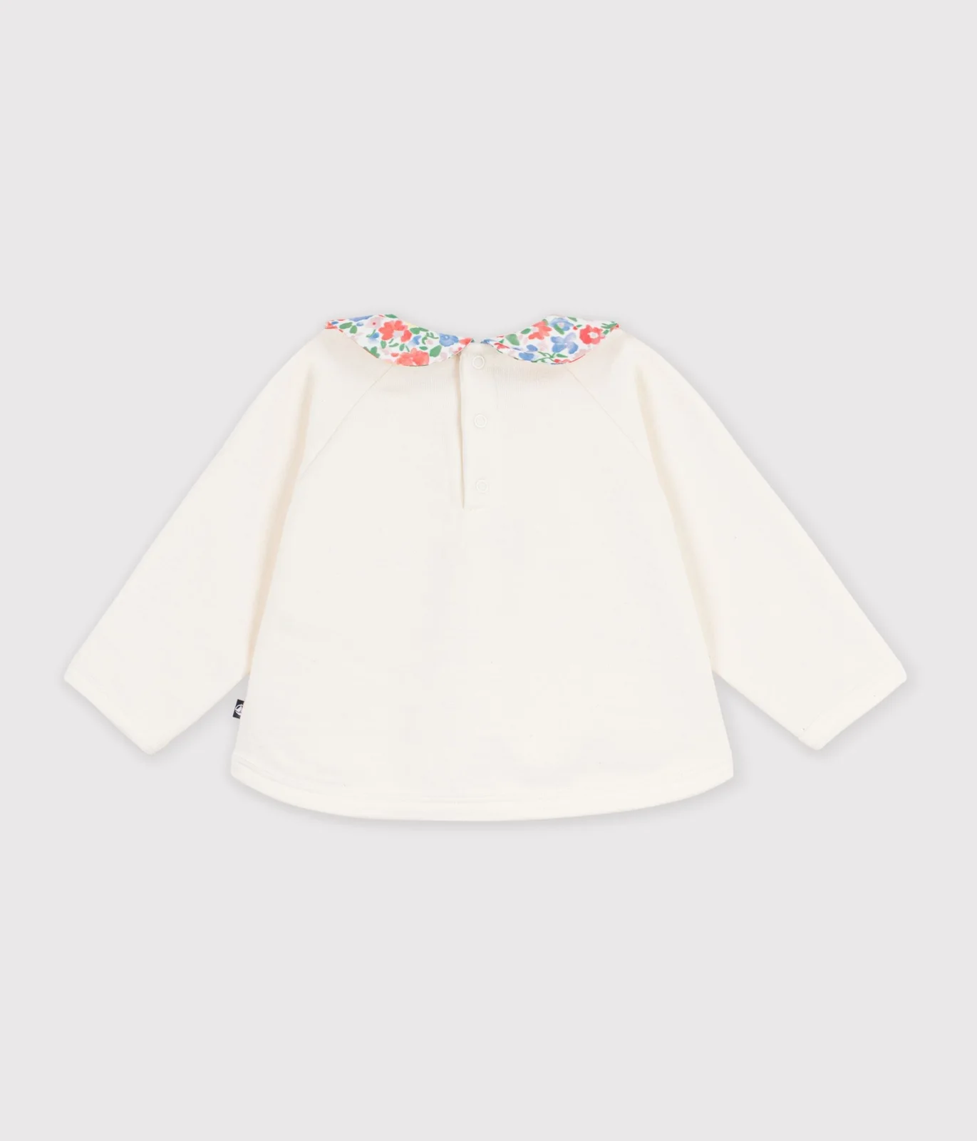 Babies' plain cotton sweatshirt with a printed collar