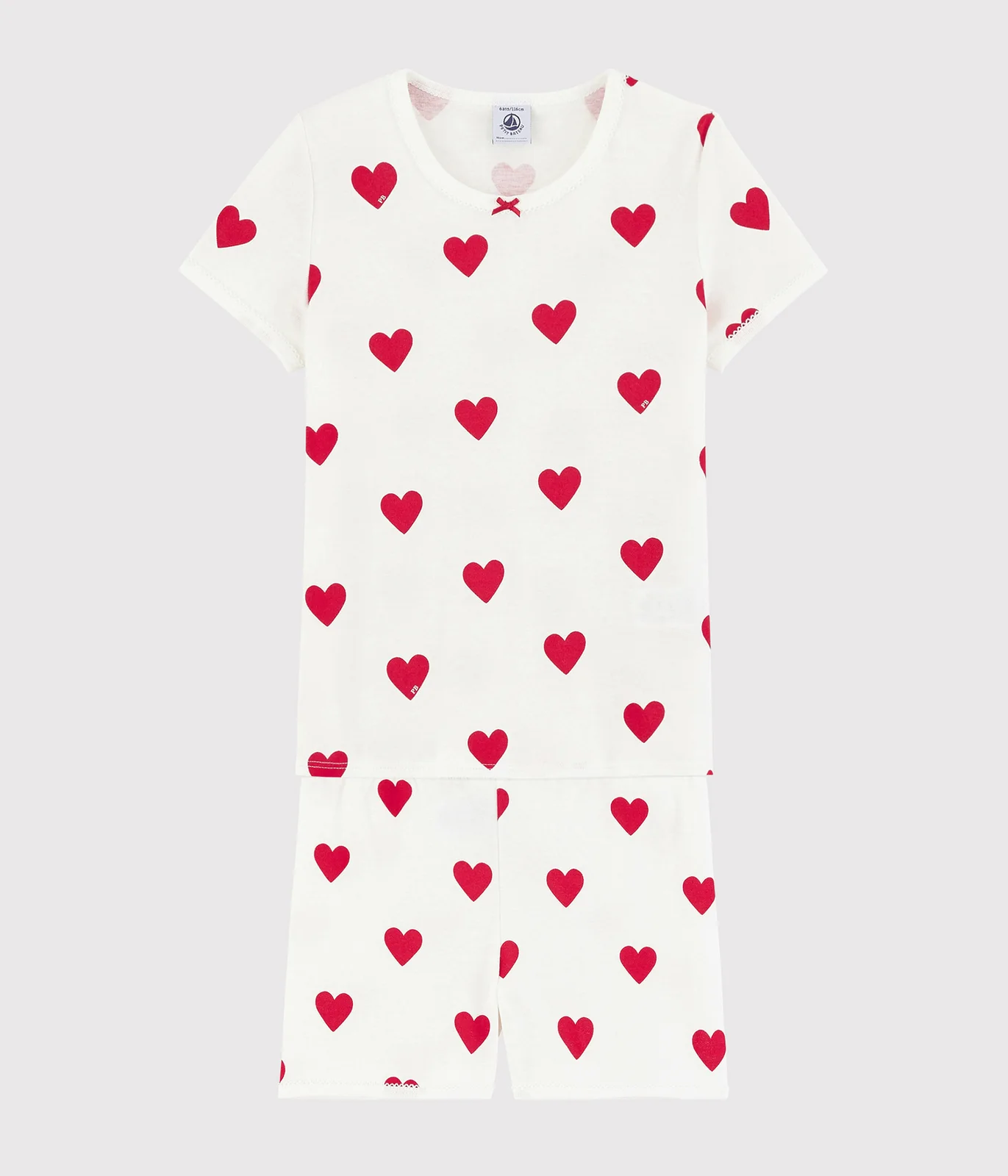 Girls' Heart Patterned Cotton Short Pyjamas