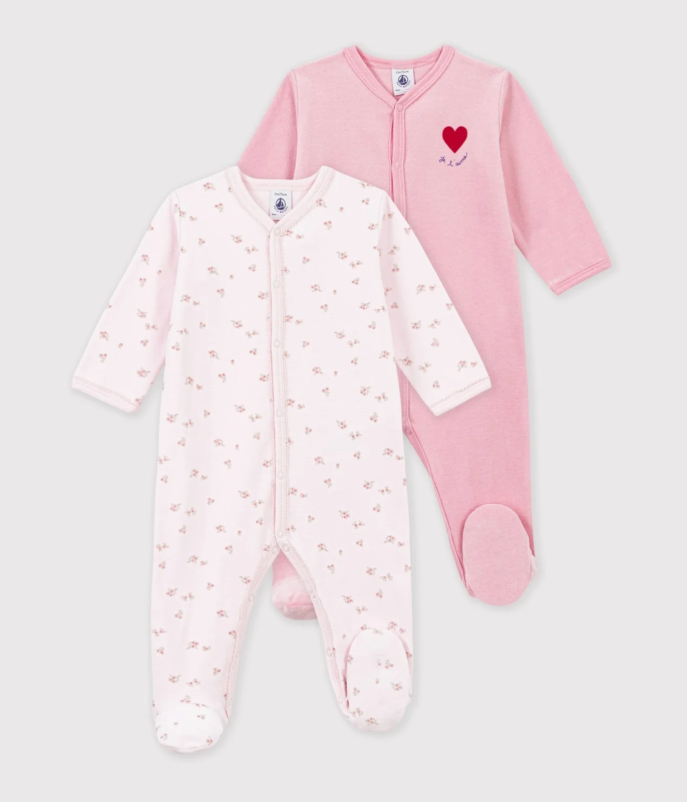 Pack of printed velour pyjamas for babies