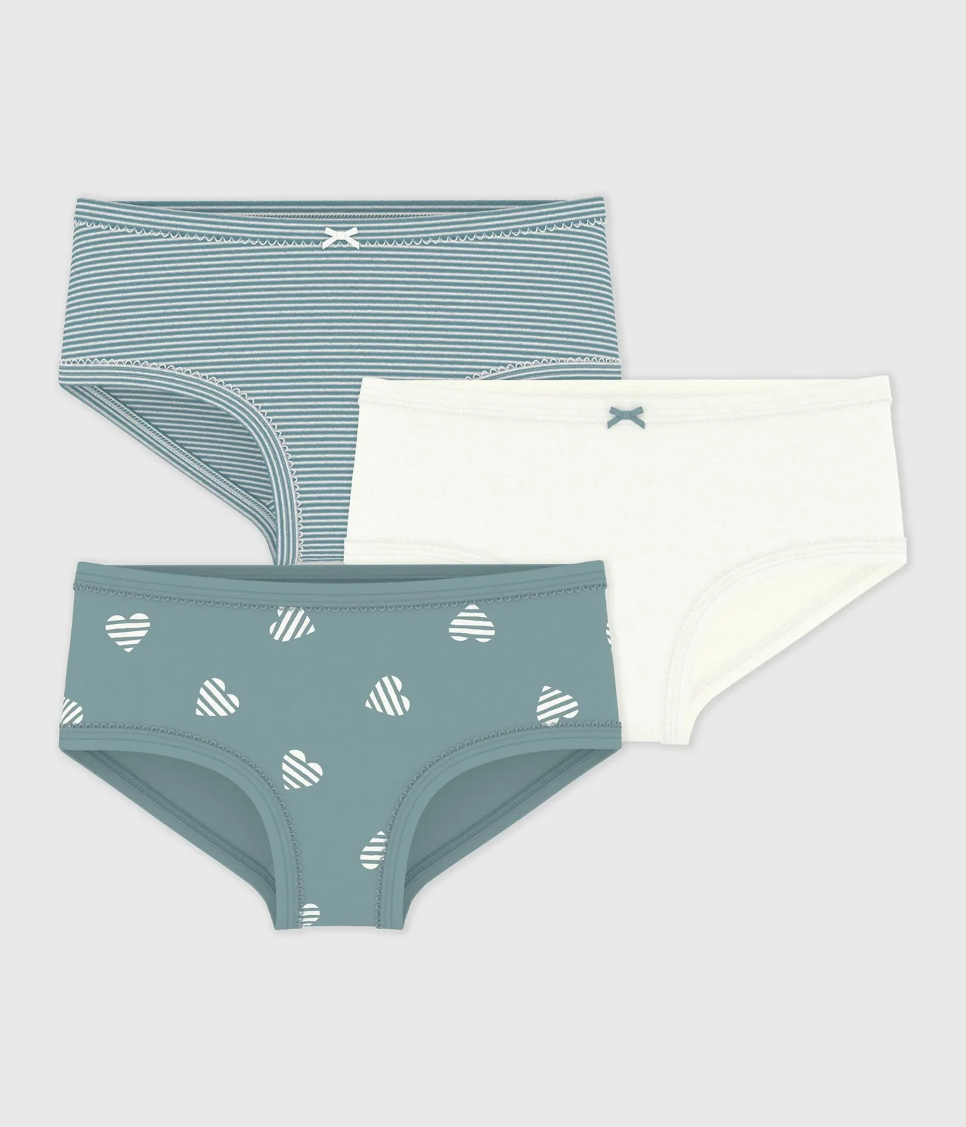 Pack of children's high-waisted heart-print cotton pants